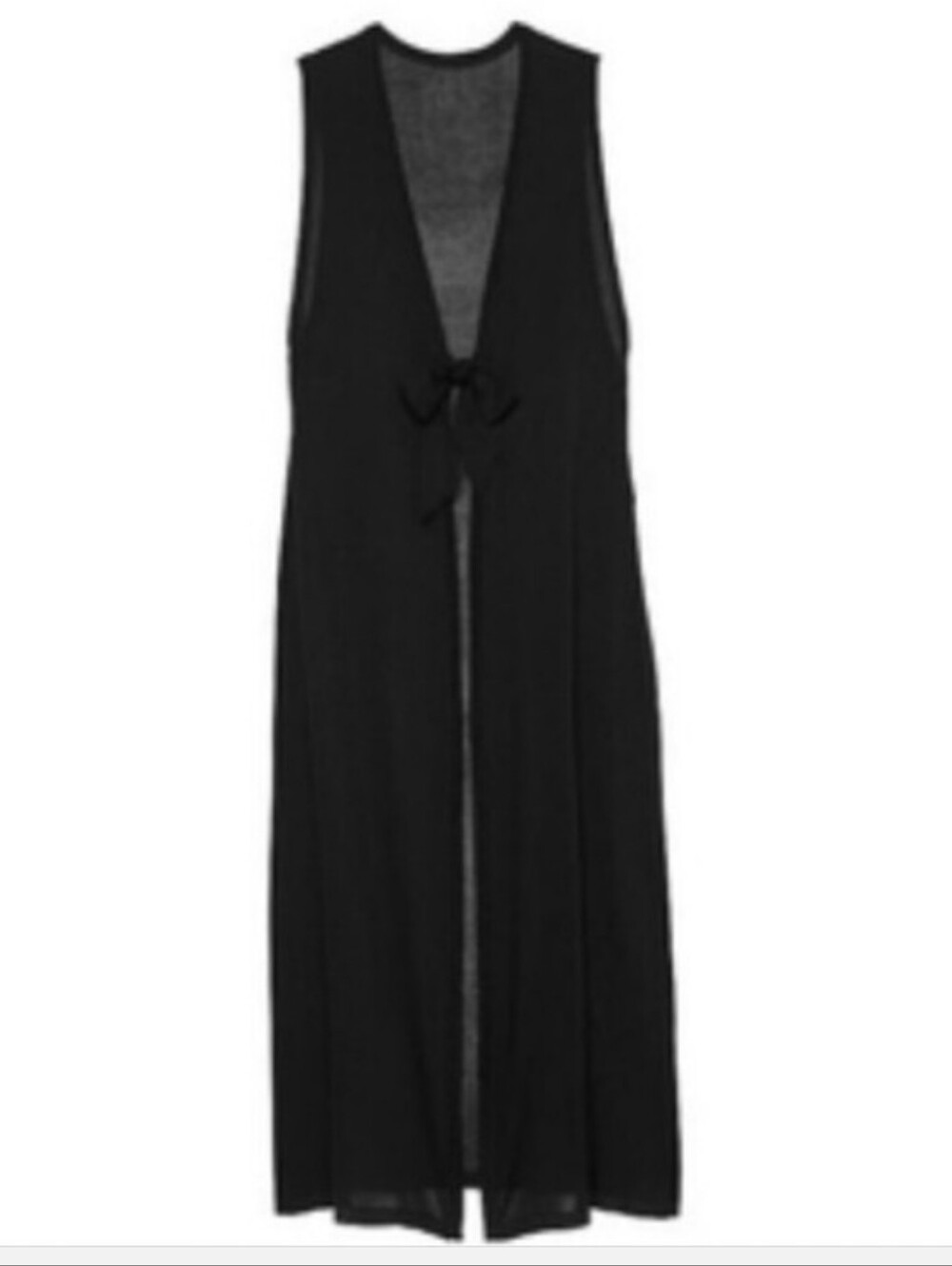 Victoria's Secret Swim Beachwear Knit Tie-Front Maxi Cover-Up LARGE BLACK